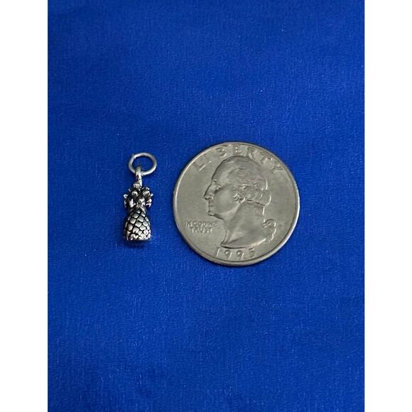 Sterling Silver Oxidized Pineapple Charm - Picture 3 of 4